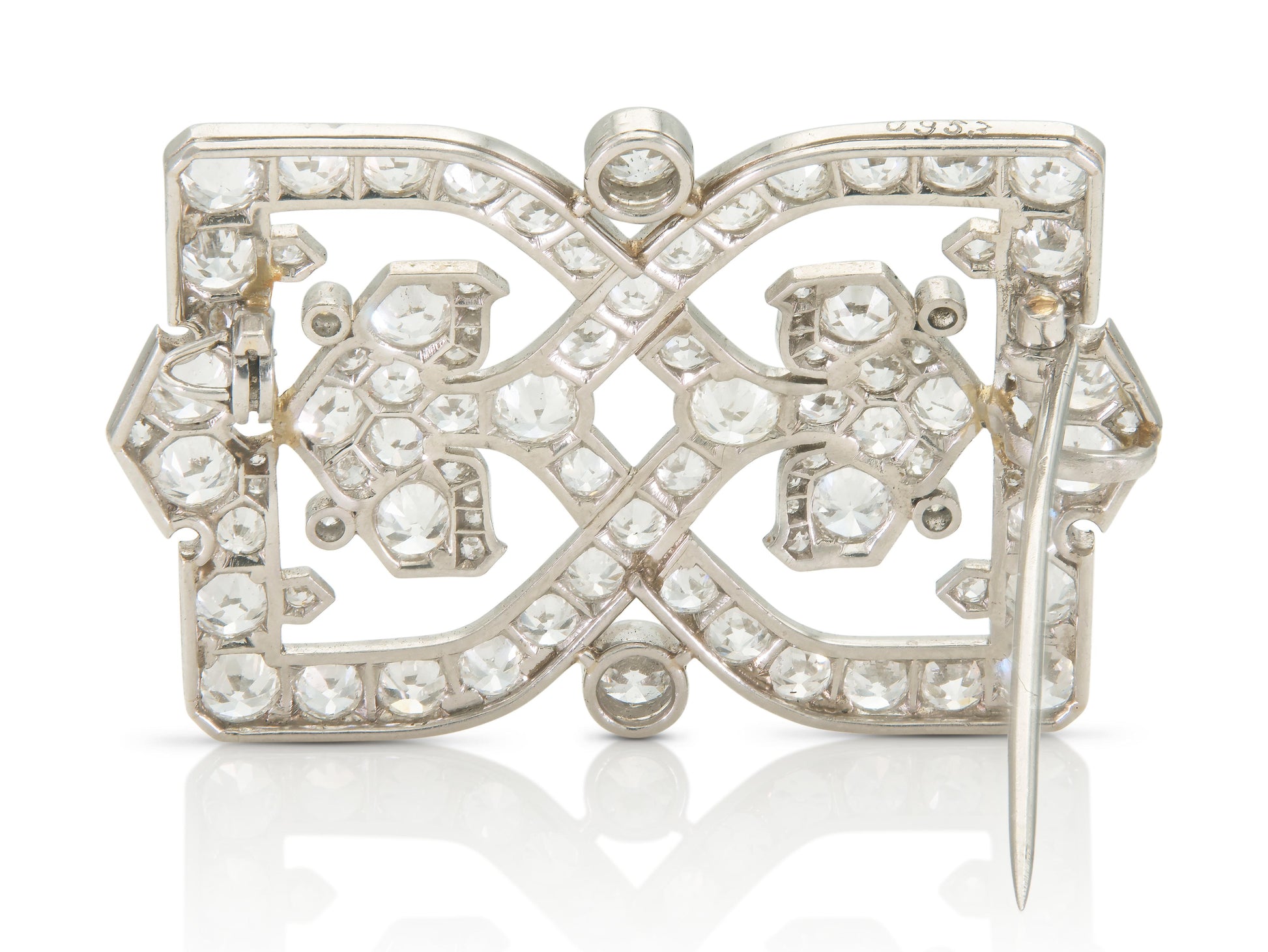 Antique Art Deco 1920s 7.50 Carat Diamond Openwork Brooch