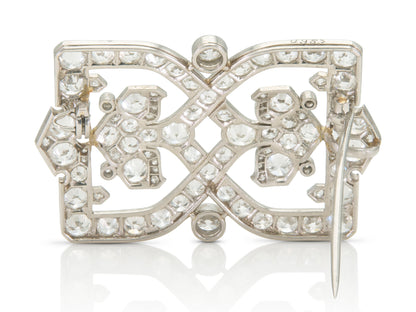Antique Art Deco 1920s 7.50 Carat Diamond Openwork Brooch