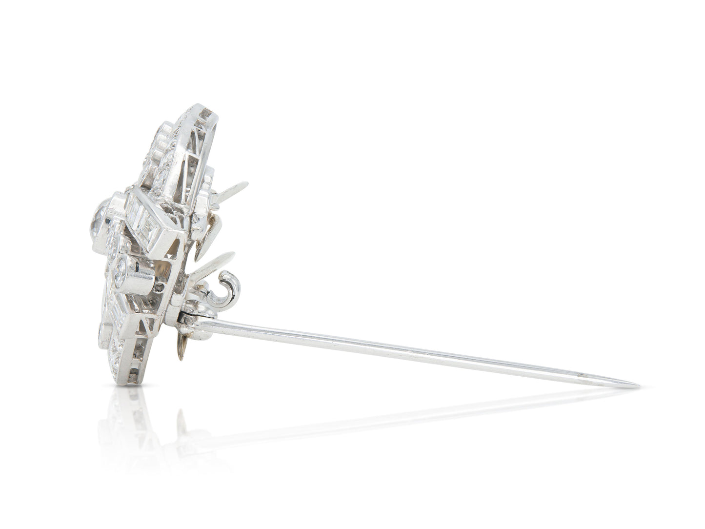 Antique Art Deco 1920s 9.20 Carat Diamond Double Clip Brooch
