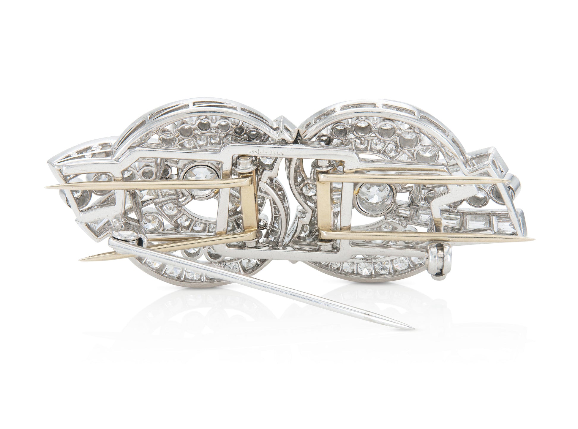 Antique Art Deco 1920s 9.20 Carat Diamond Double Clip Brooch