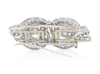 Antique Art Deco 1920s 9.20 Carat Diamond Double Clip Brooch