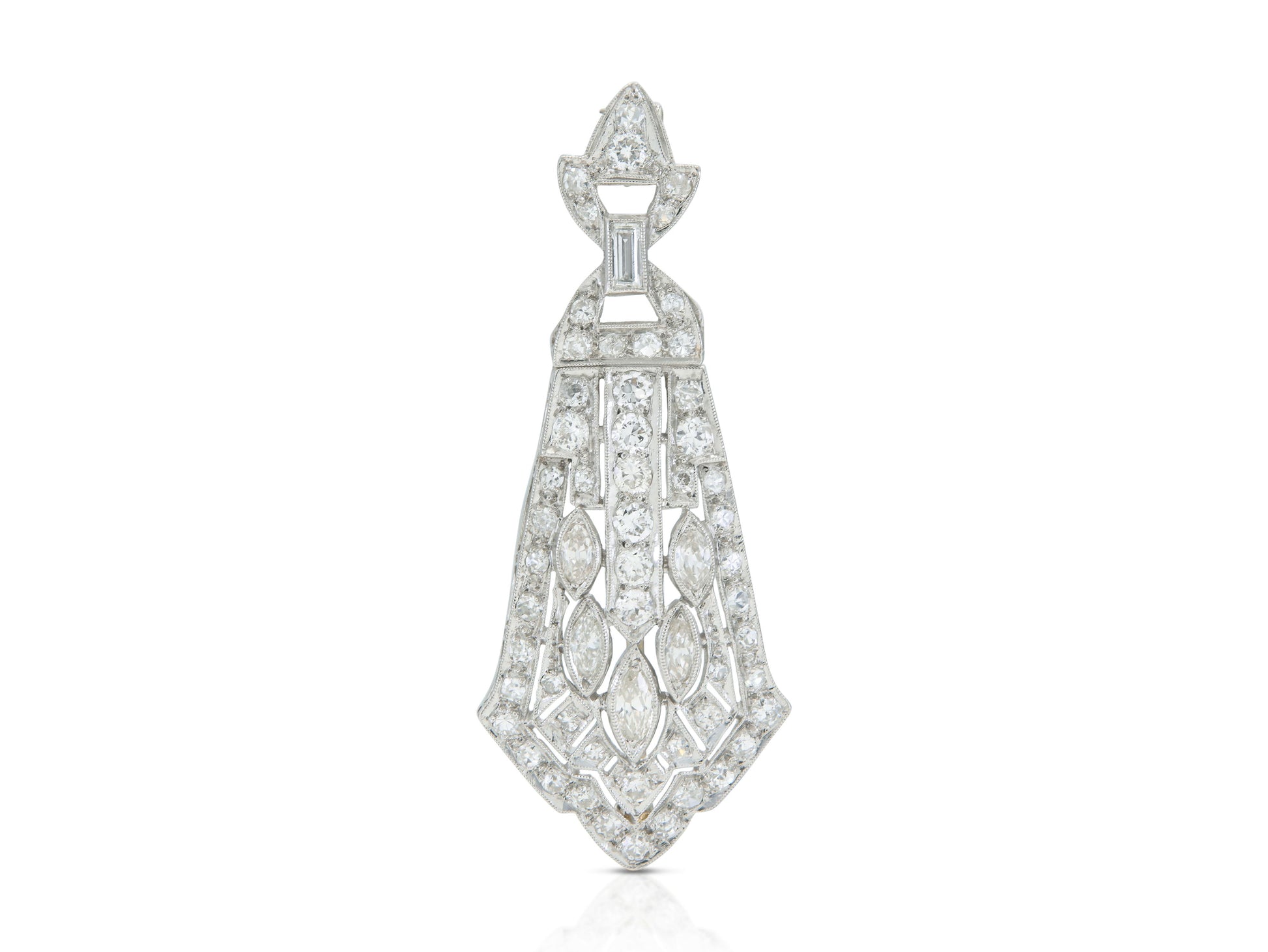 Antique Edwardian 1910s 3.30 Carat Diamond Brooch Pendant