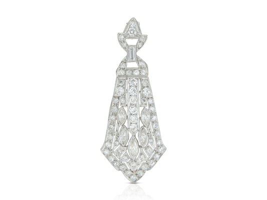 Antique Edwardian 1910s 3.30 Carat Diamond Brooch Pendant