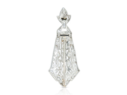 Antique Edwardian 1910s 3.30 Carat Diamond Brooch Pendant
