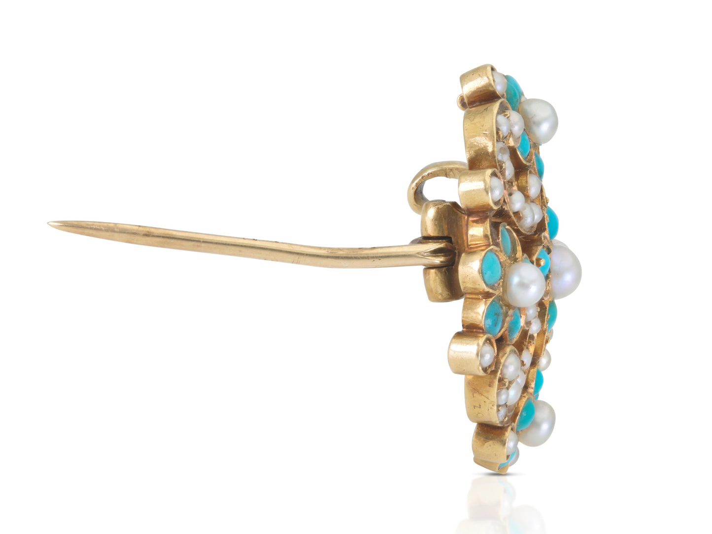 Antique Victorian Tiffany & Co. Turquoise and Pearl Brooch