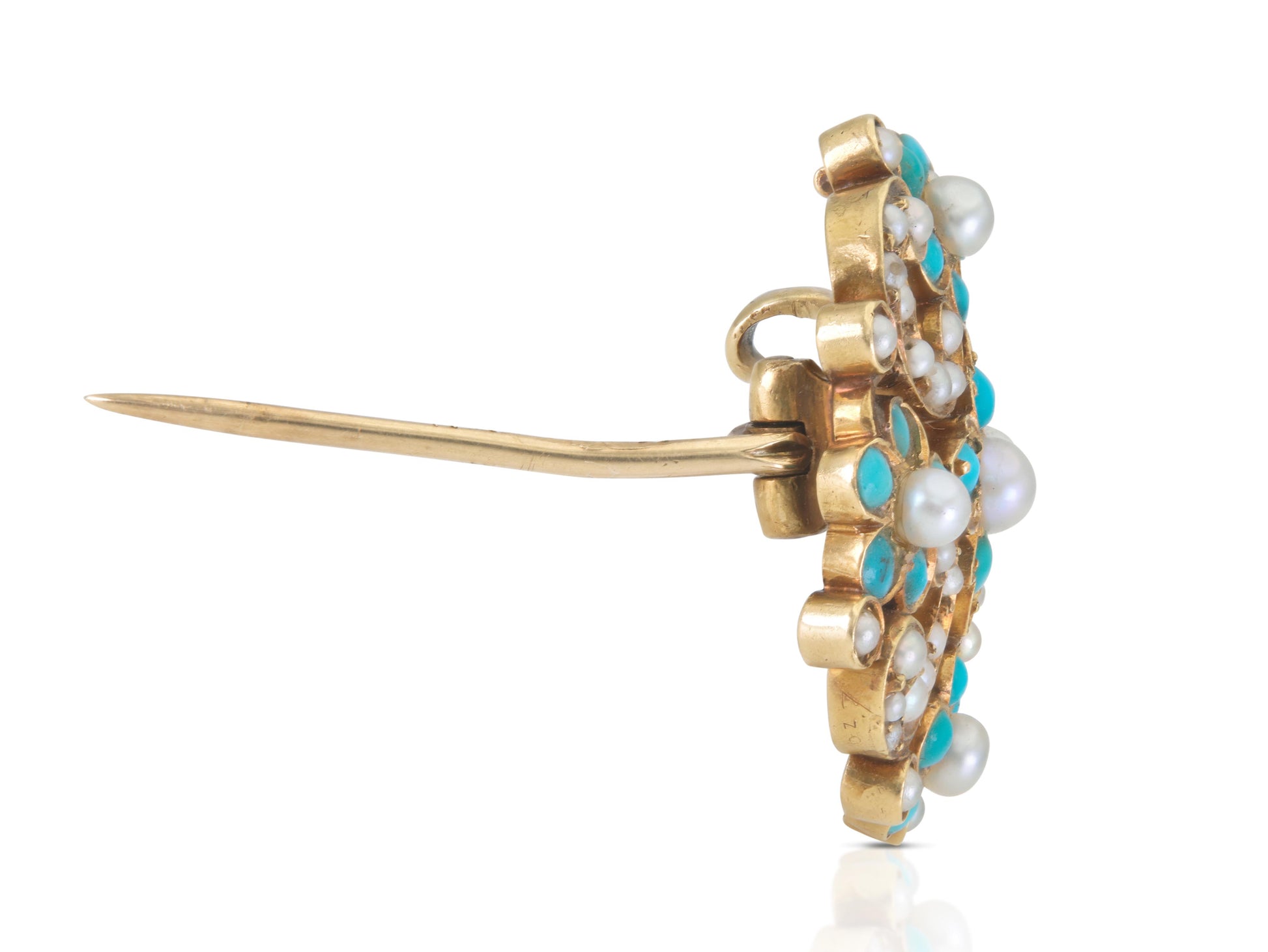 Antique Victorian Tiffany & Co. Turquoise and Pearl Brooch
