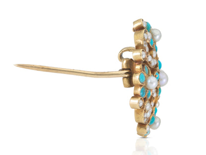 Antique Victorian Tiffany & Co. Turquoise and Pearl Brooch