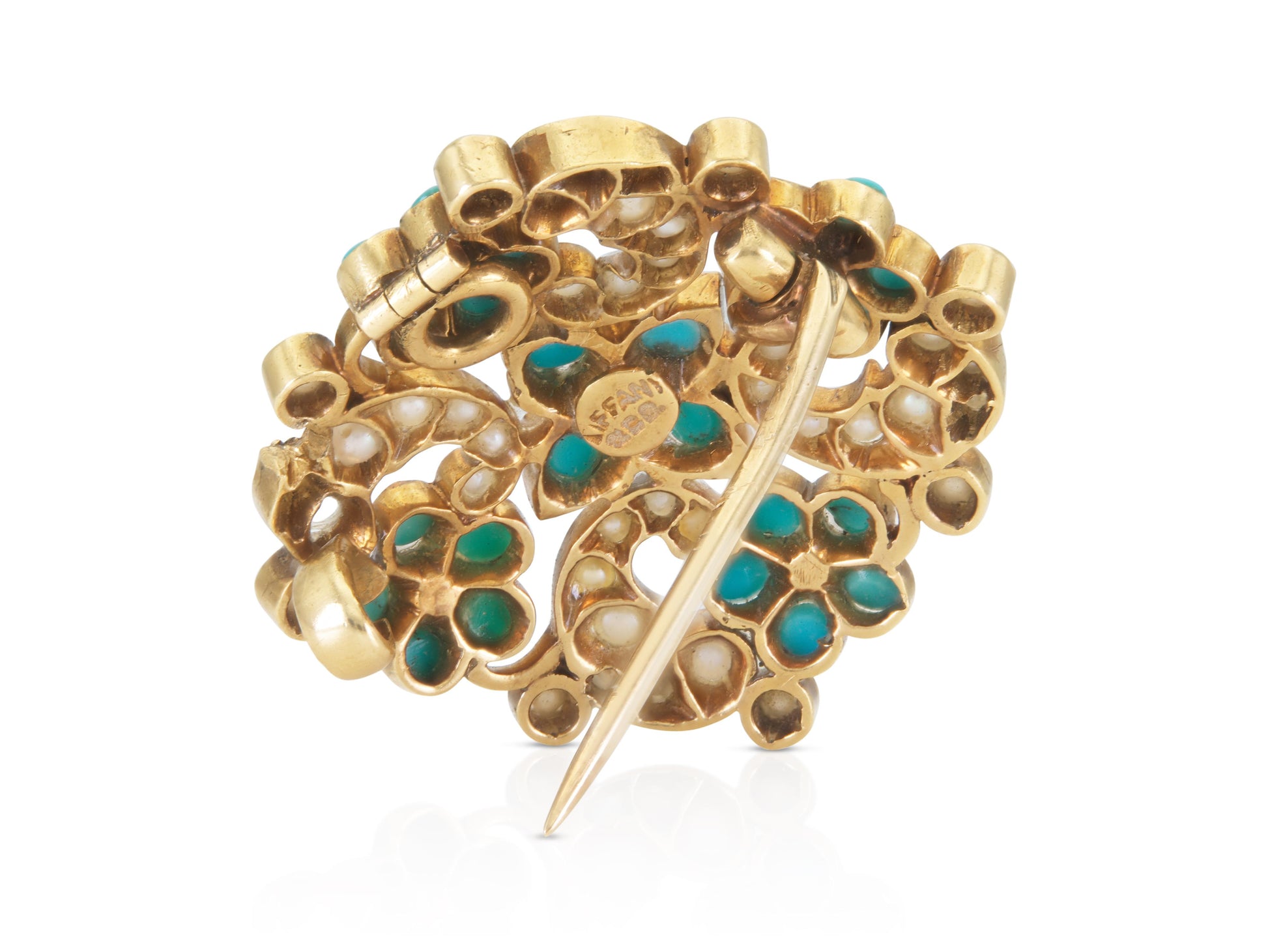 Antique Victorian Tiffany & Co. Turquoise and Pearl Brooch