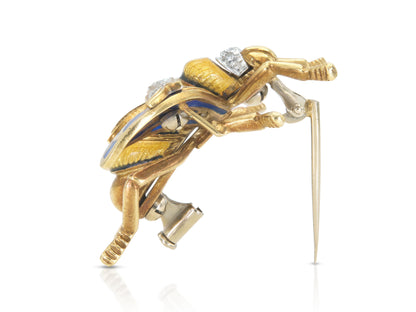 Vintage 1970s Enamel Bee Brooch