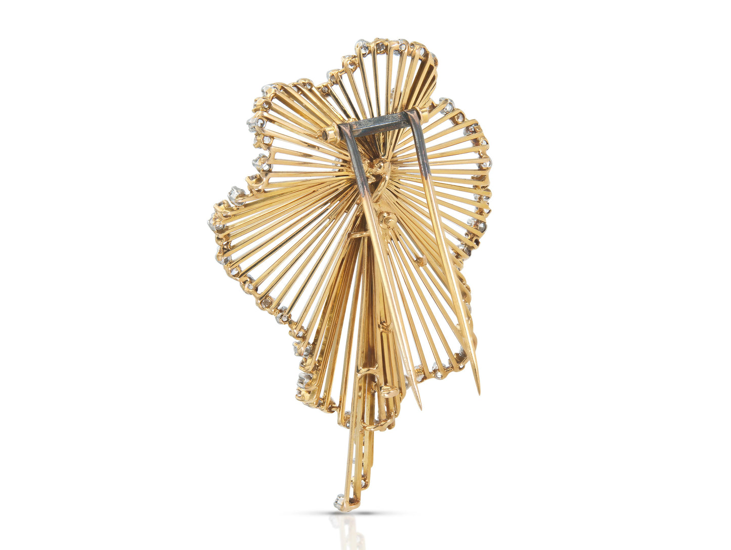 Vintage 1940s Retro Gold and 2.00 carat Diamond Burst Brooch