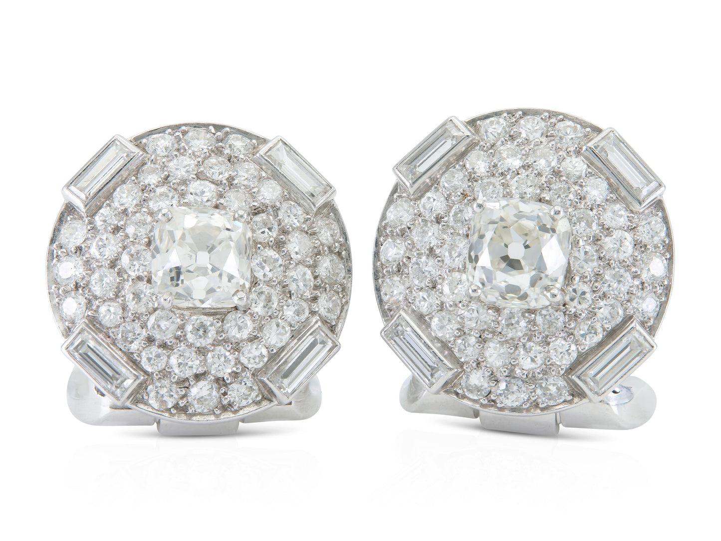 Antique Art Deco 1930s Cartier 6.20 Carat Diamond Lapel Clips