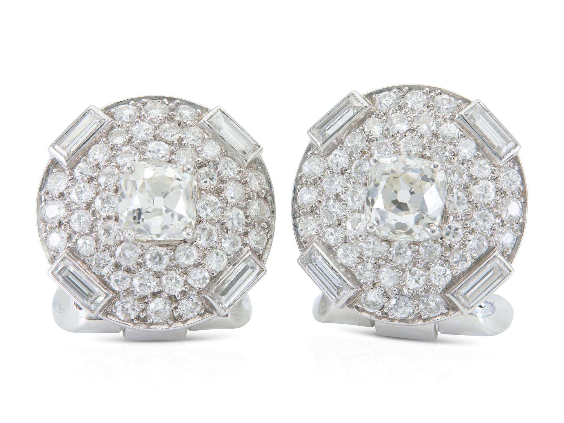 Antique Art Deco 1930s Cartier 6.20 Carat Diamond Lapel Clips
