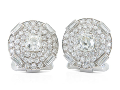 Antique Art Deco 1930s Cartier 6.20 Carat Diamond Lapel Clips