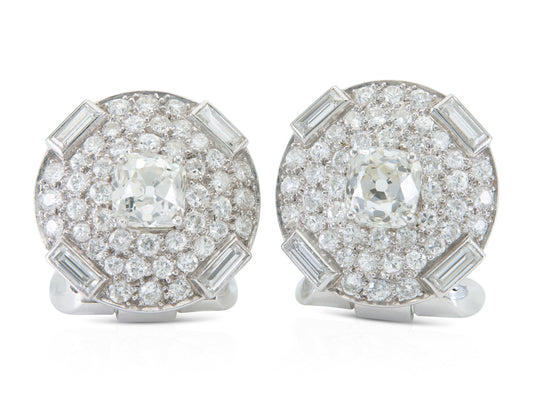 Antique Art Deco 1930s Cartier 6.20 Carat Diamond Lapel Clips