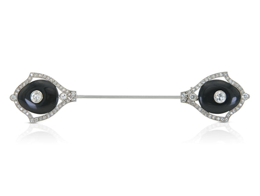 Antique Art Deco 1920s Onyx and Diamond Jabot