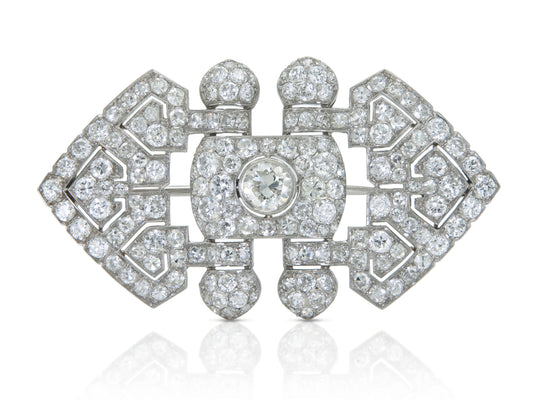 Antique Art Deco 1920s 8.80 Carat Diamond Brooch