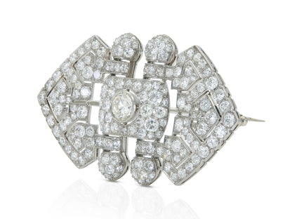 Antique Art Deco 1920s 8.80 Carat Diamond Brooch