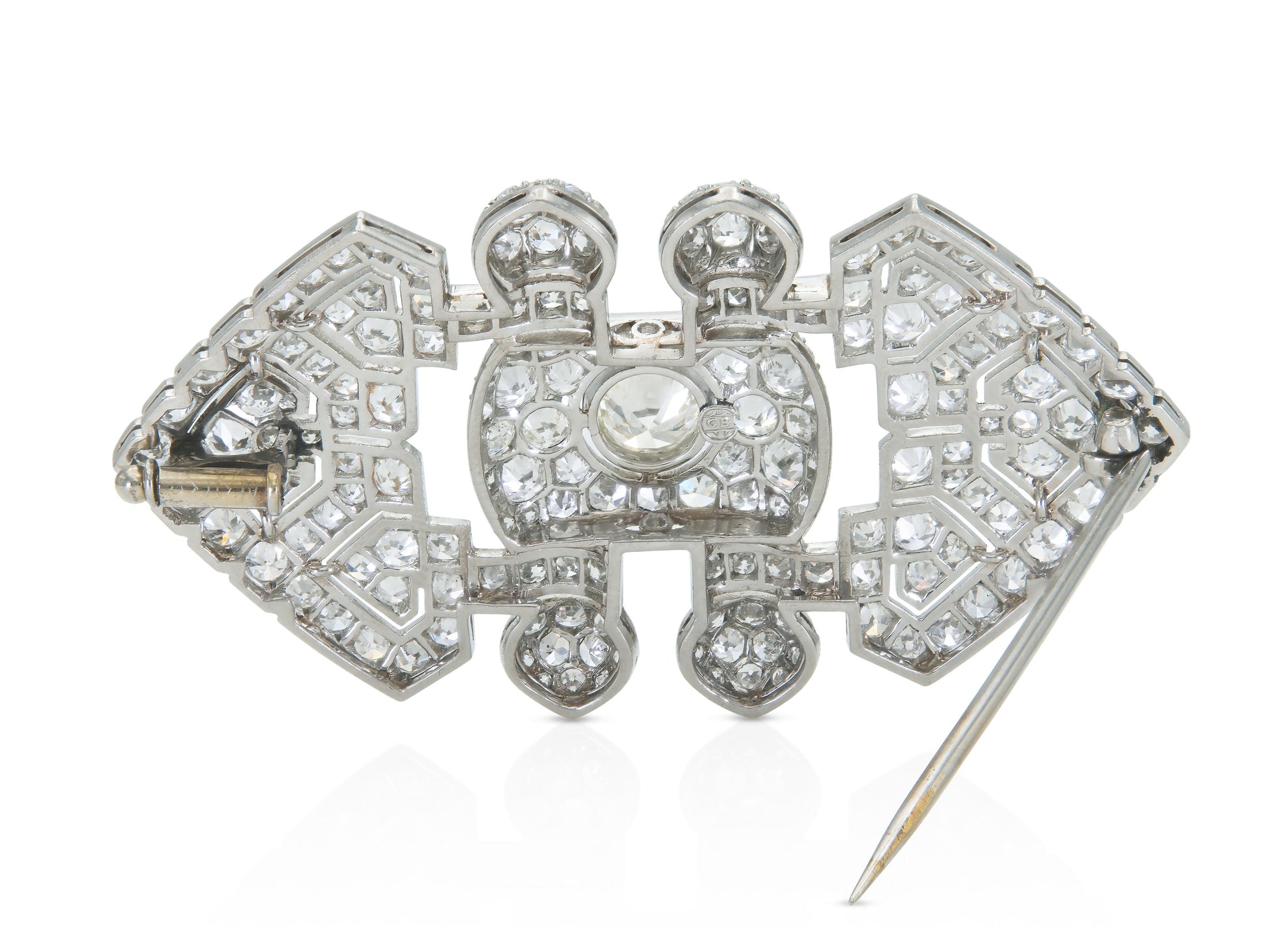 Antique Art Deco 1920s 8.80 Carat Diamond Brooch