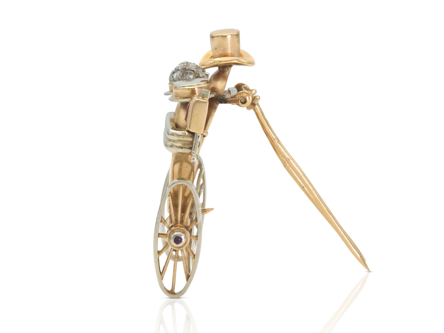 Vintage Andre Col 1940s Retro Gold Carriage Brooch