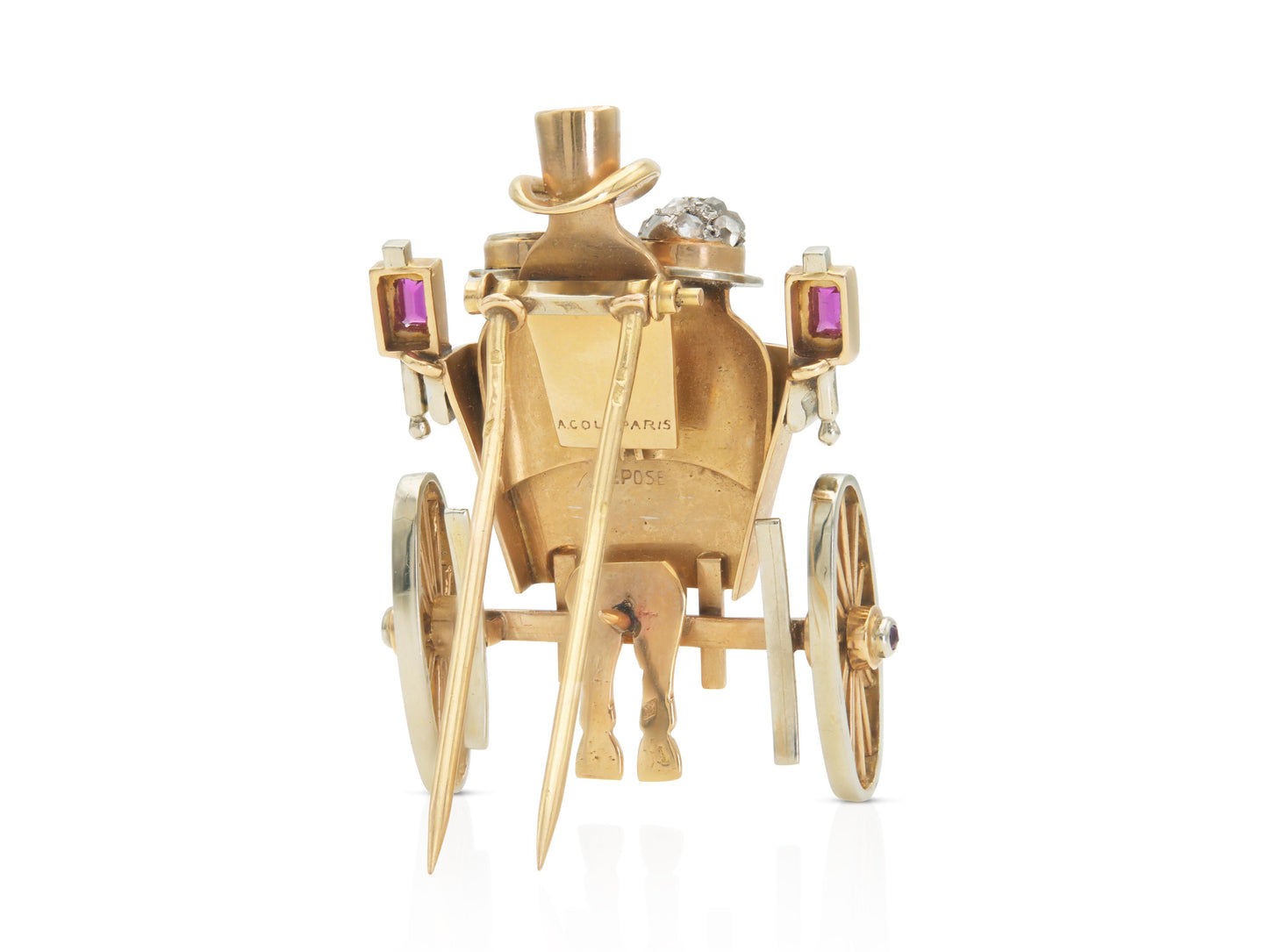 Vintage Andre Col 1940s Retro Gold Carriage Brooch