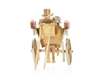 Vintage Andre Col 1940s Retro Gold Carriage Brooch