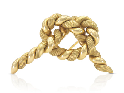Vintage 1960s Hermes Georges L'Enfant Gold Twist Rope Pretzel Knot Brooch
