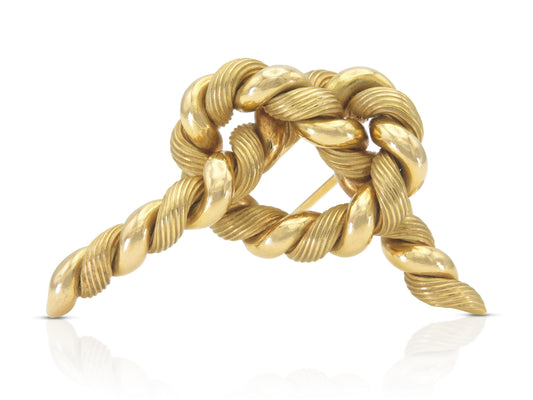 Vintage 1960s Hermes Georges L'Enfant Gold Twist Rope Pretzel Knot Brooch