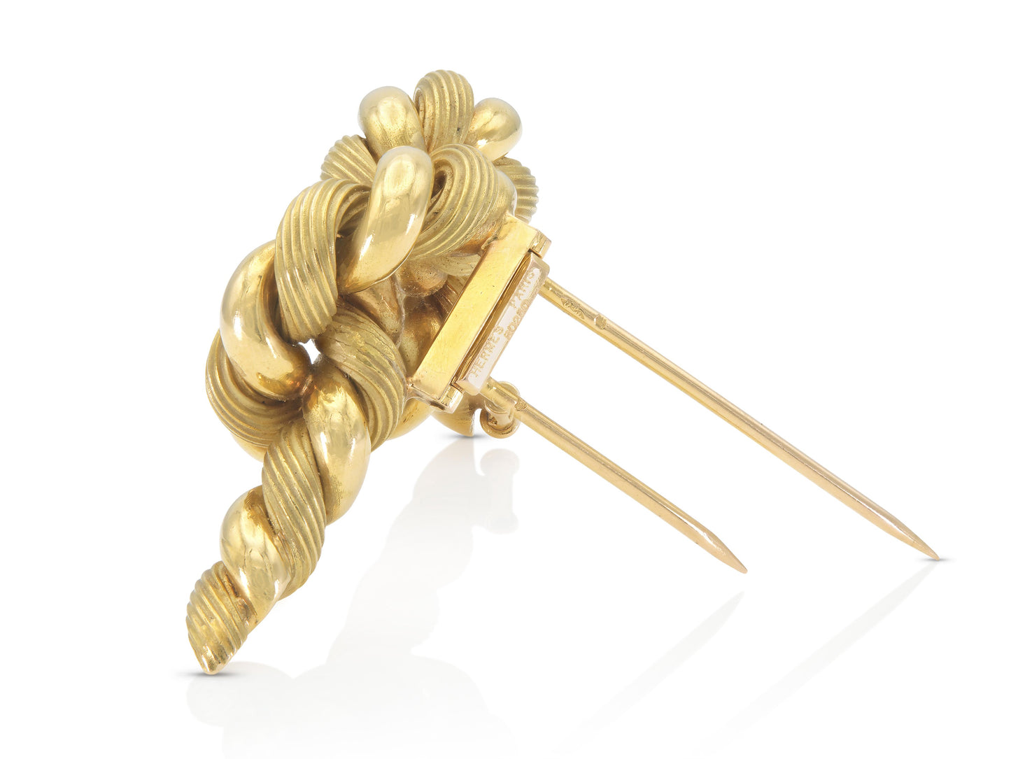 Vintage 1960s Hermes Georges L'Enfant Gold Twist Rope Pretzel Knot Brooch