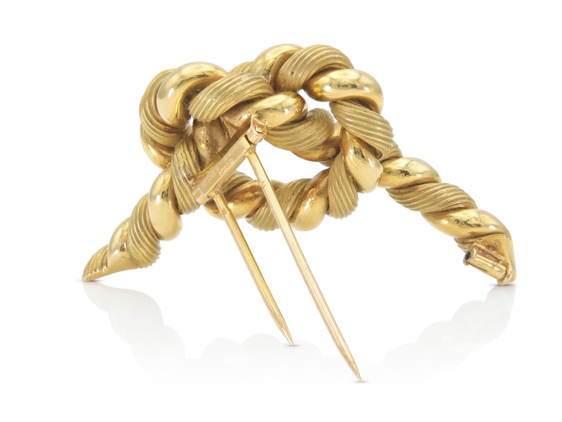 Vintage 1960s Hermes Georges L'Enfant Gold Twist Rope Pretzel Knot Brooch
