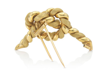 Vintage 1960s Hermes Georges L'Enfant Gold Twist Rope Pretzel Knot Brooch