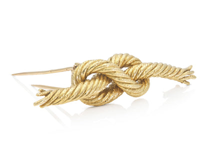 Vintage 1970s Hermes Gold Figure 8 Nautical Knot Brooch