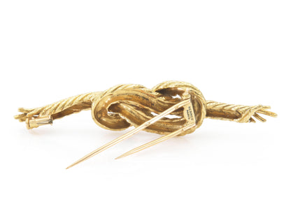 Vintage 1970s Hermes Gold Figure 8 Nautical Knot Brooch