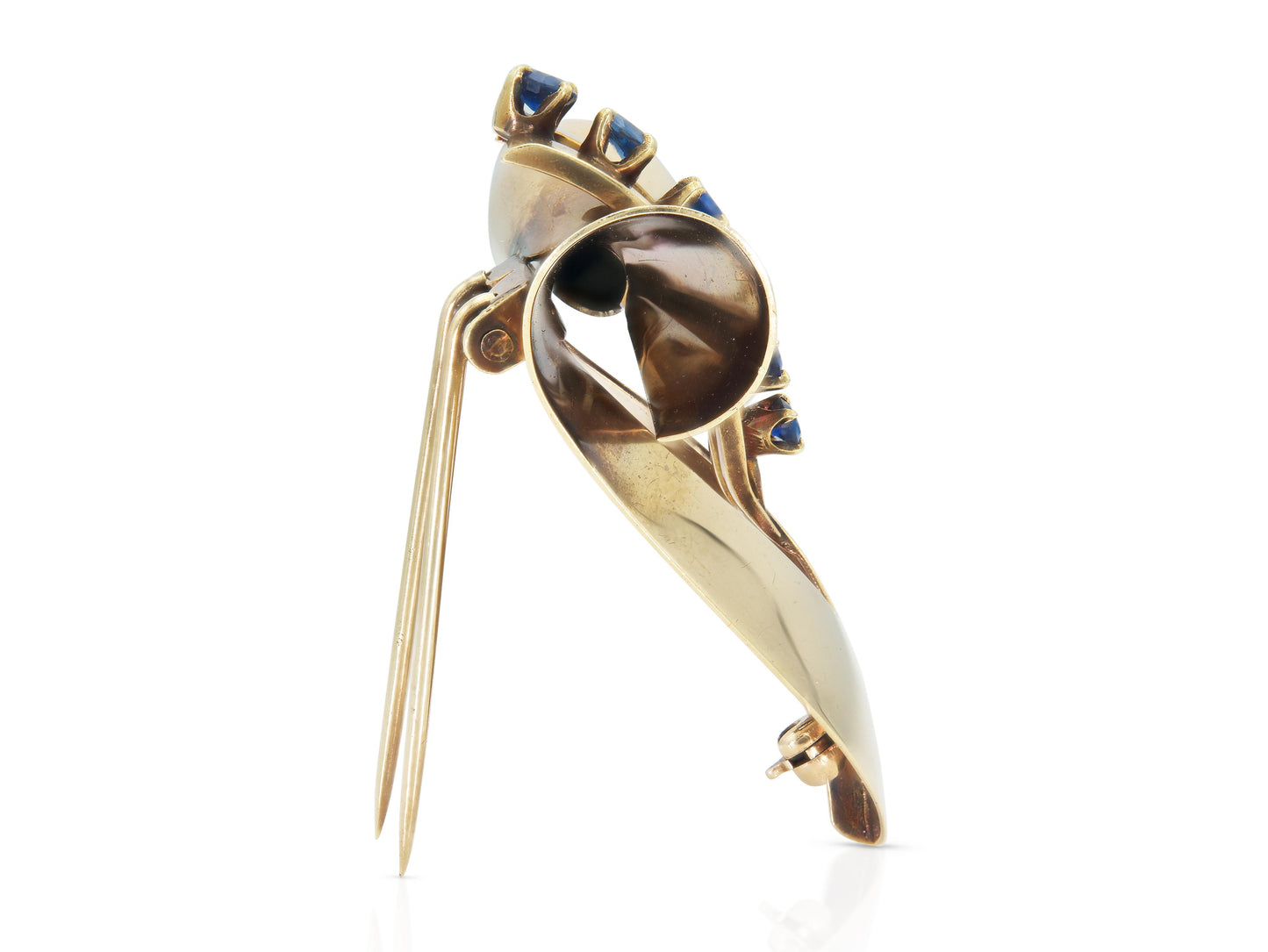 Vintage 1940s Retro Tiffany & Co. Gold and Sapphire Brooch