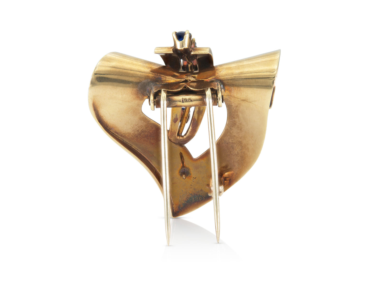Vintage 1940s Retro Tiffany & Co. Gold and Sapphire Brooch