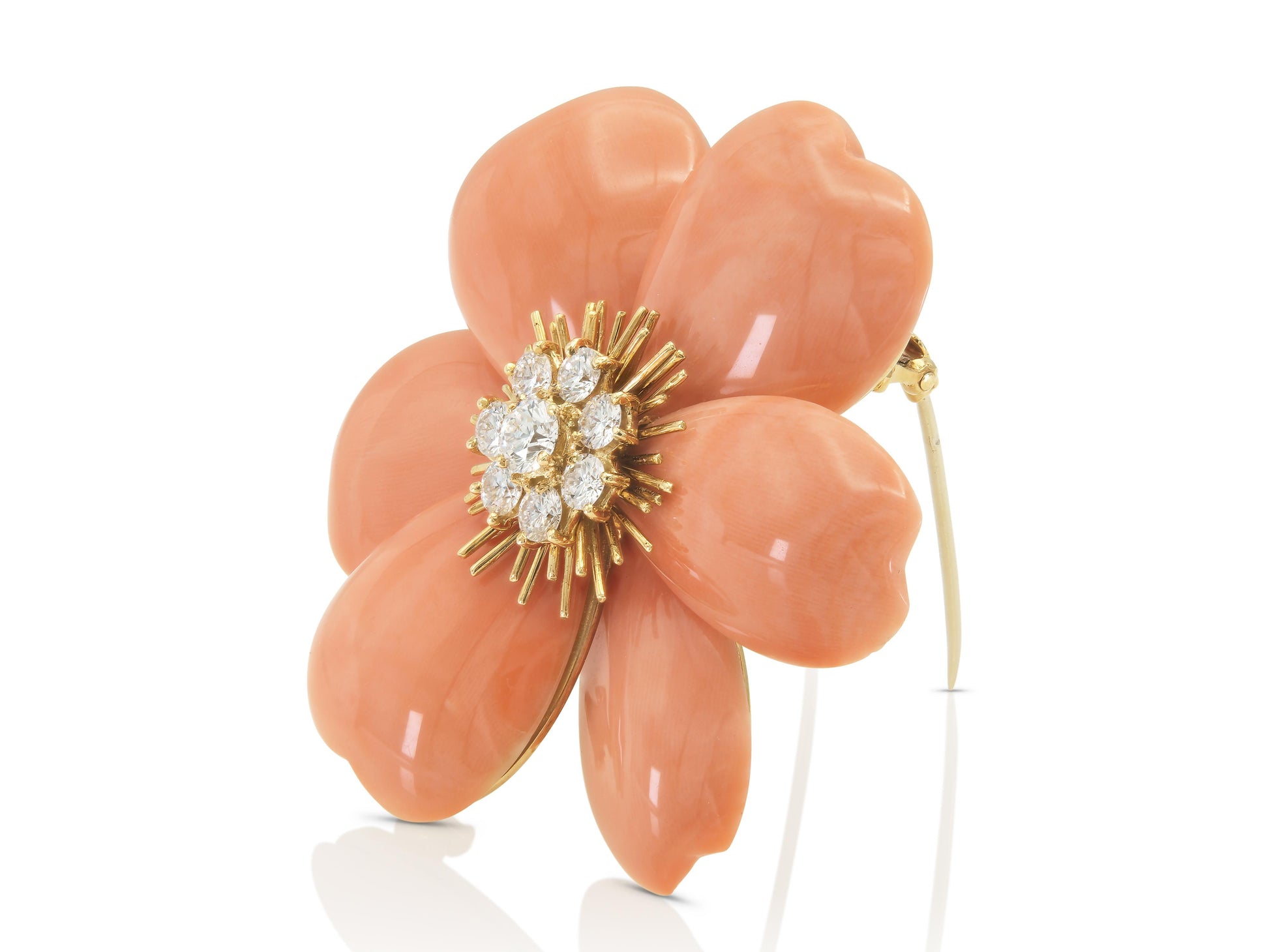 Van Cleef & Arpels Coral Rose de Noel Brooch