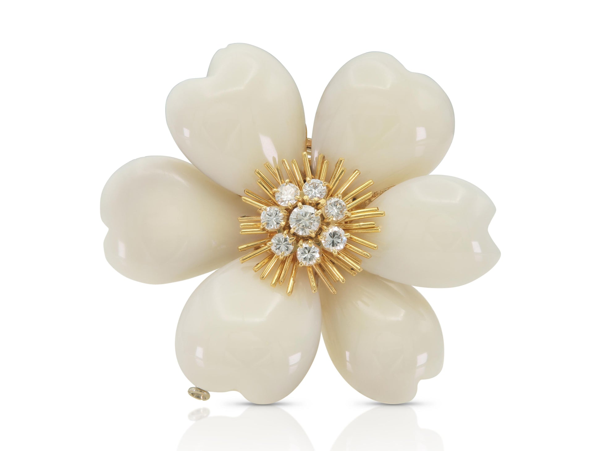 Van Cleef & Arpels White Coral Rose de Noel Brooch