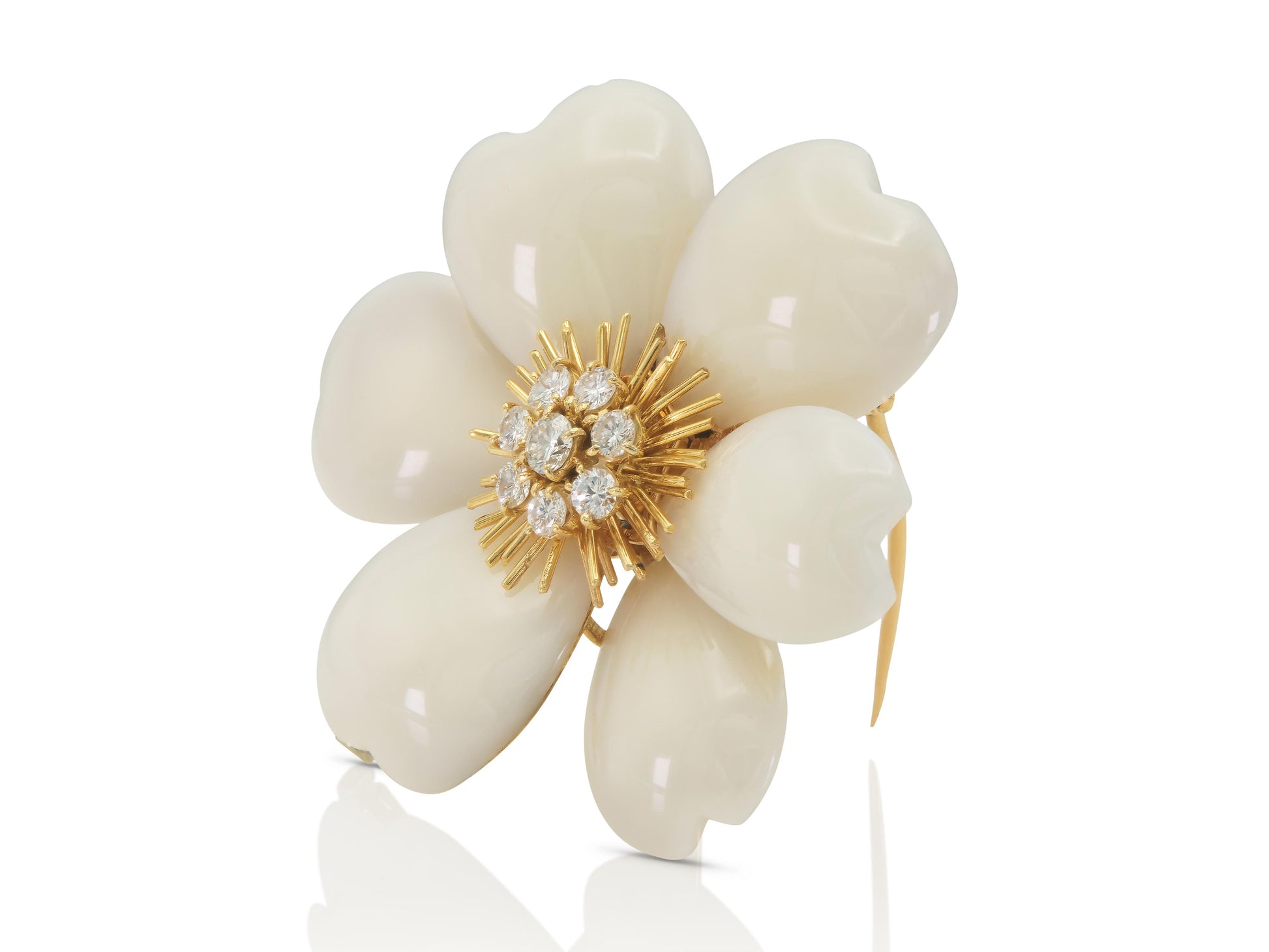 Van Cleef & Arpels White Coral Rose de Noel Brooch