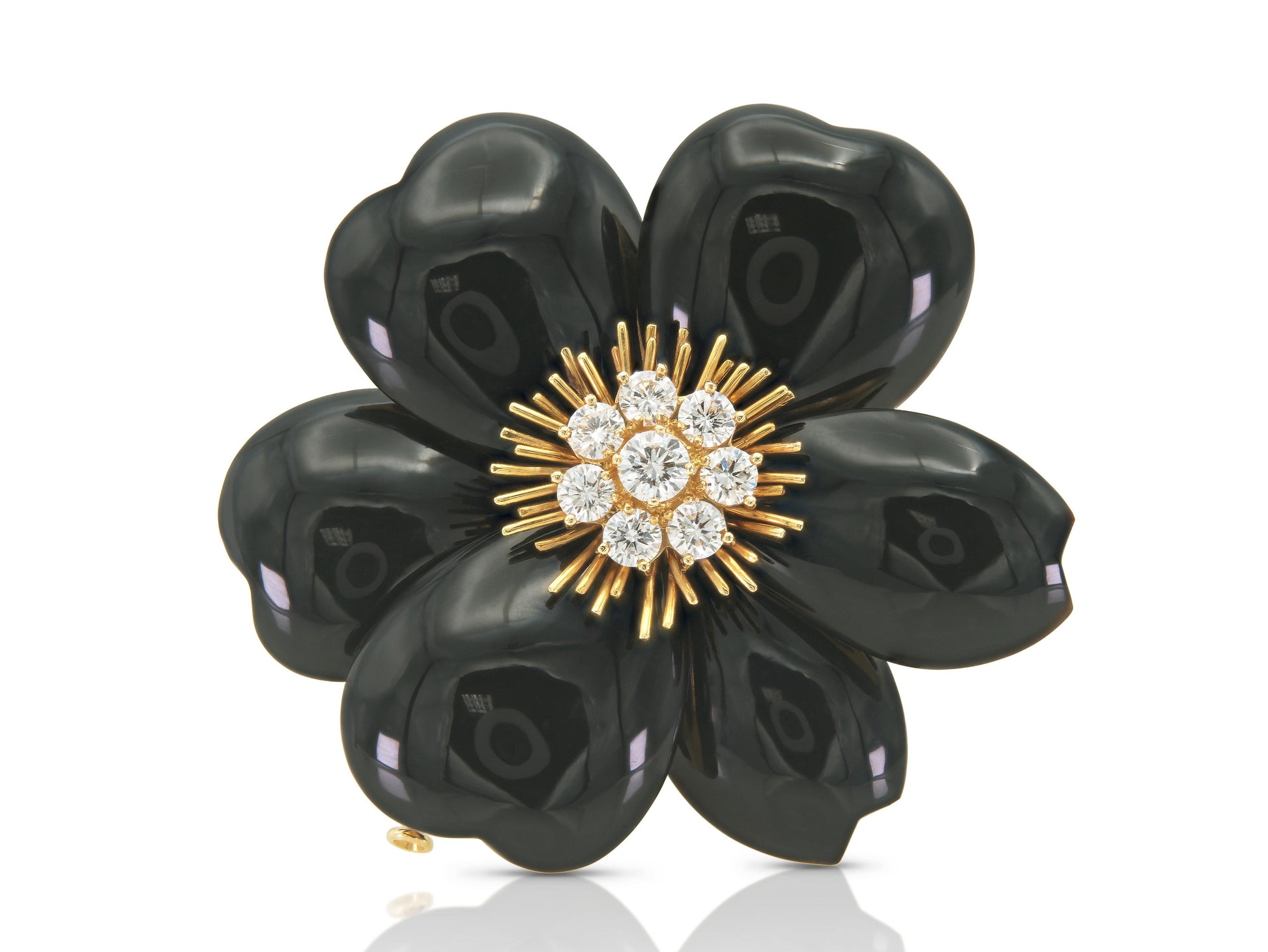 Van Cleef & Arpels Onyx Rose de Noel Brooch