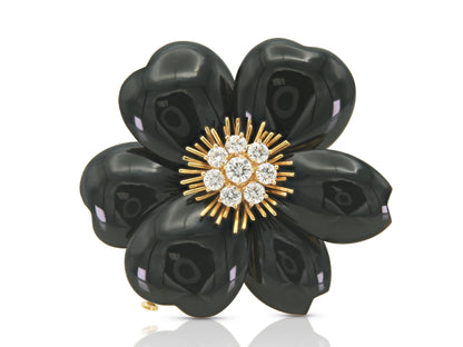 Van Cleef & Arpels Onyx Rose de Noel Brooch