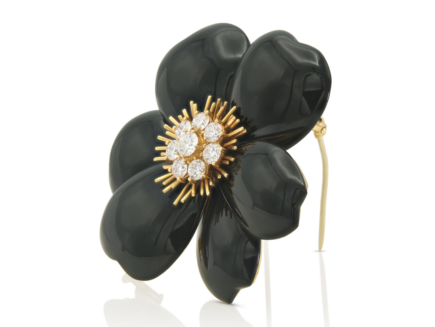 Van Cleef & Arpels Onyx Rose de Noel Brooch