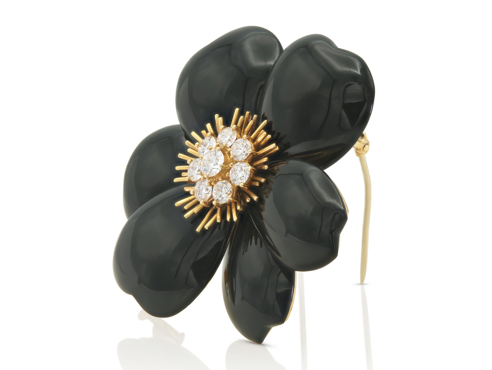Van Cleef & Arpels Onyx Rose de Noel Brooch