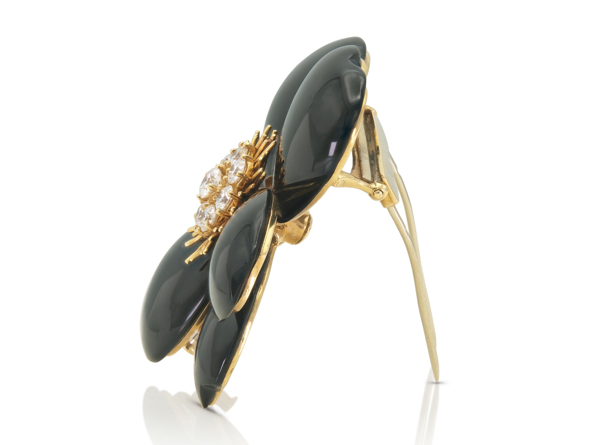 Van Cleef & Arpels Onyx Rose de Noel Brooch