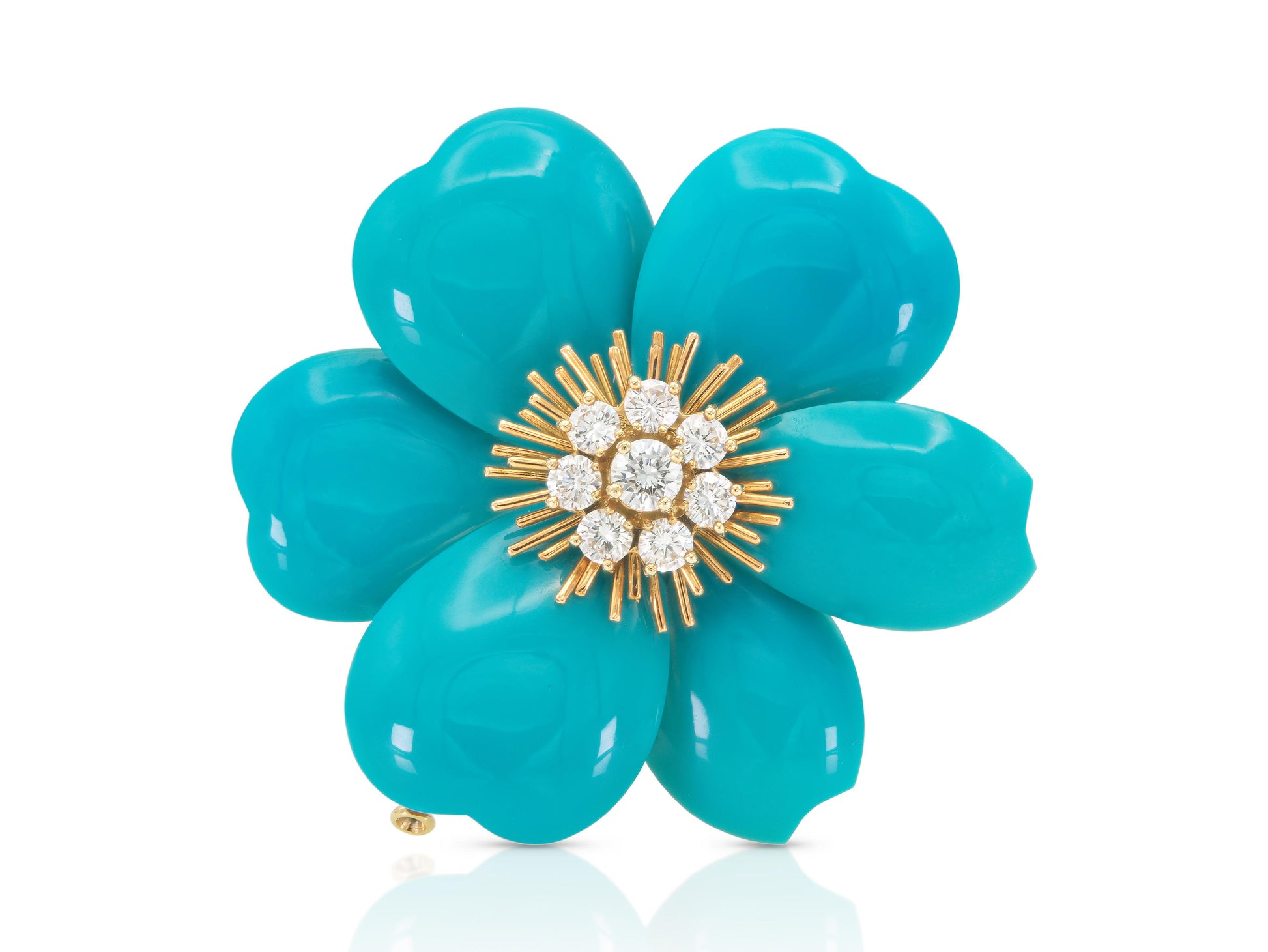 Van Cleef & Arpels Turquoise Rose de Noel Brooch