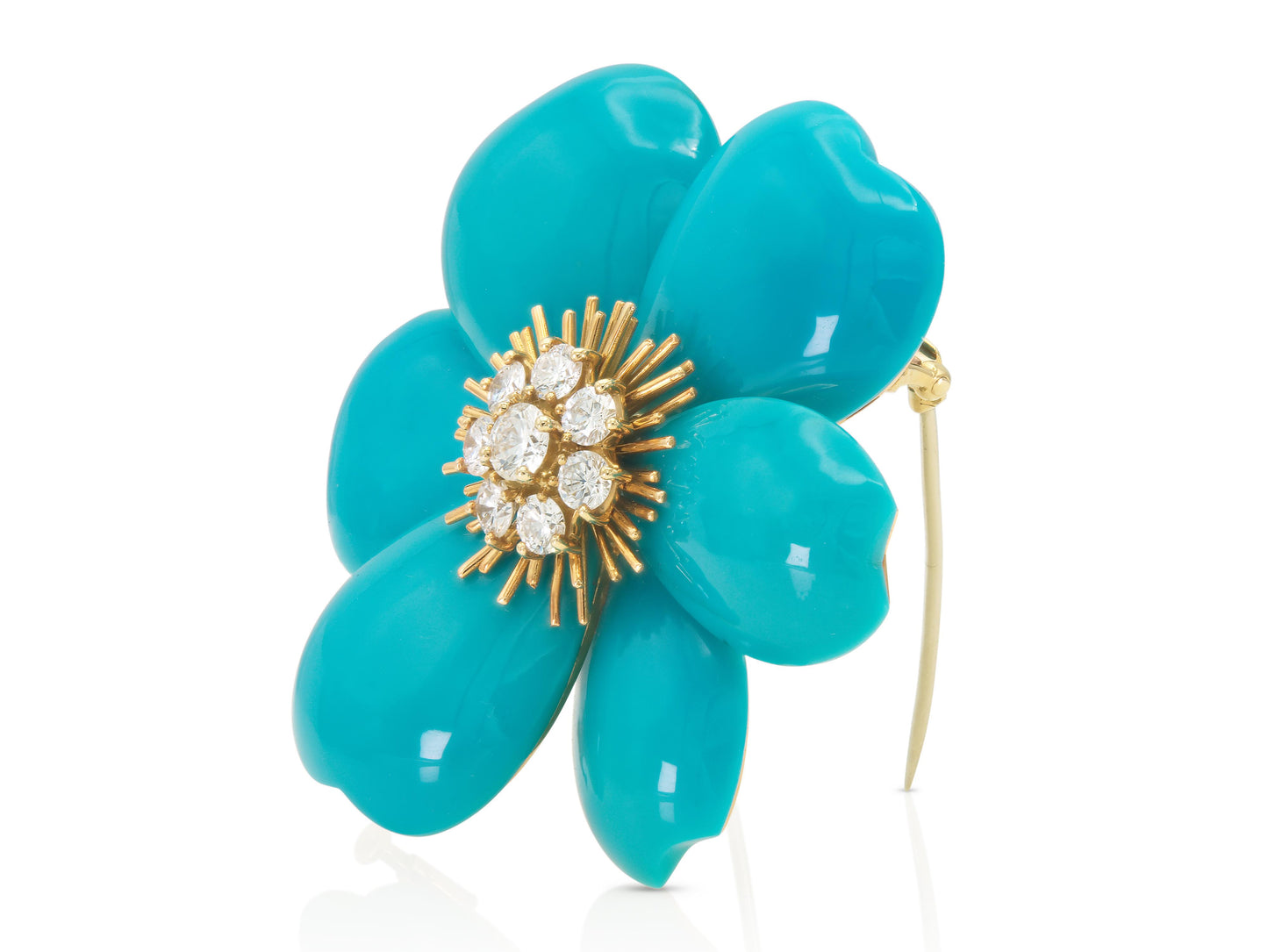 Van Cleef & Arpels Turquoise Rose de Noel Brooch