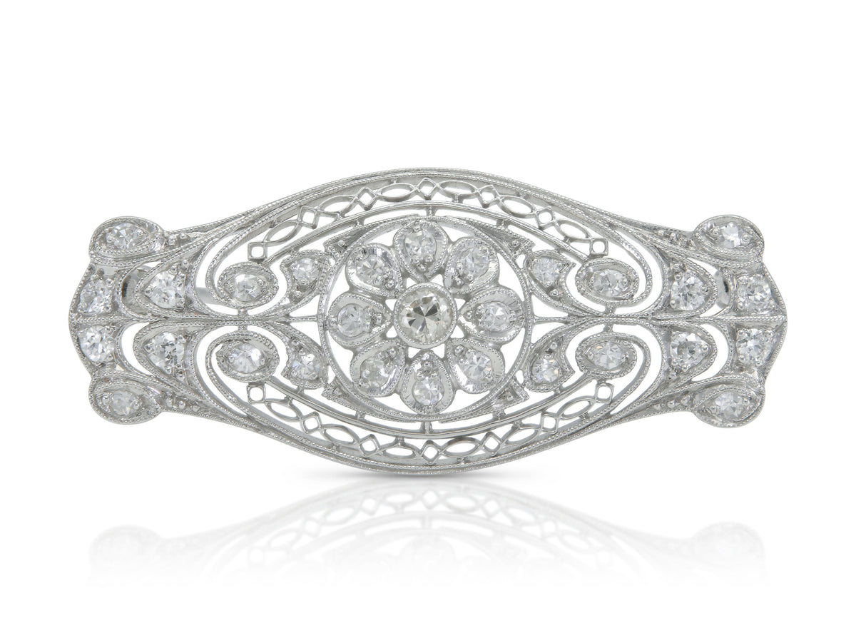 Antique Edwardian 1900s 1.10 Carat Diamond Brooch