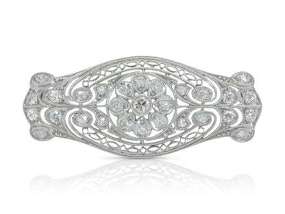 Antique Edwardian 1900s 1.10 Carat Diamond Brooch