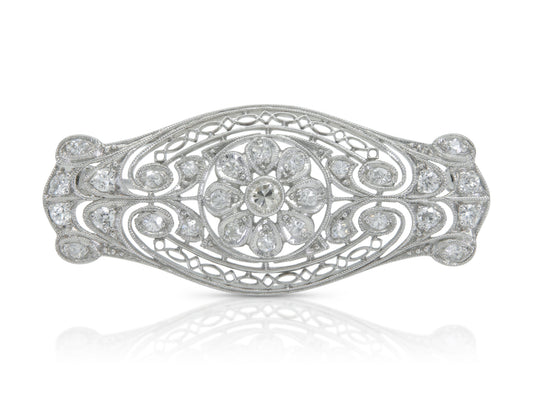Antique Edwardian 1900s 1.10 Carat Diamond Brooch