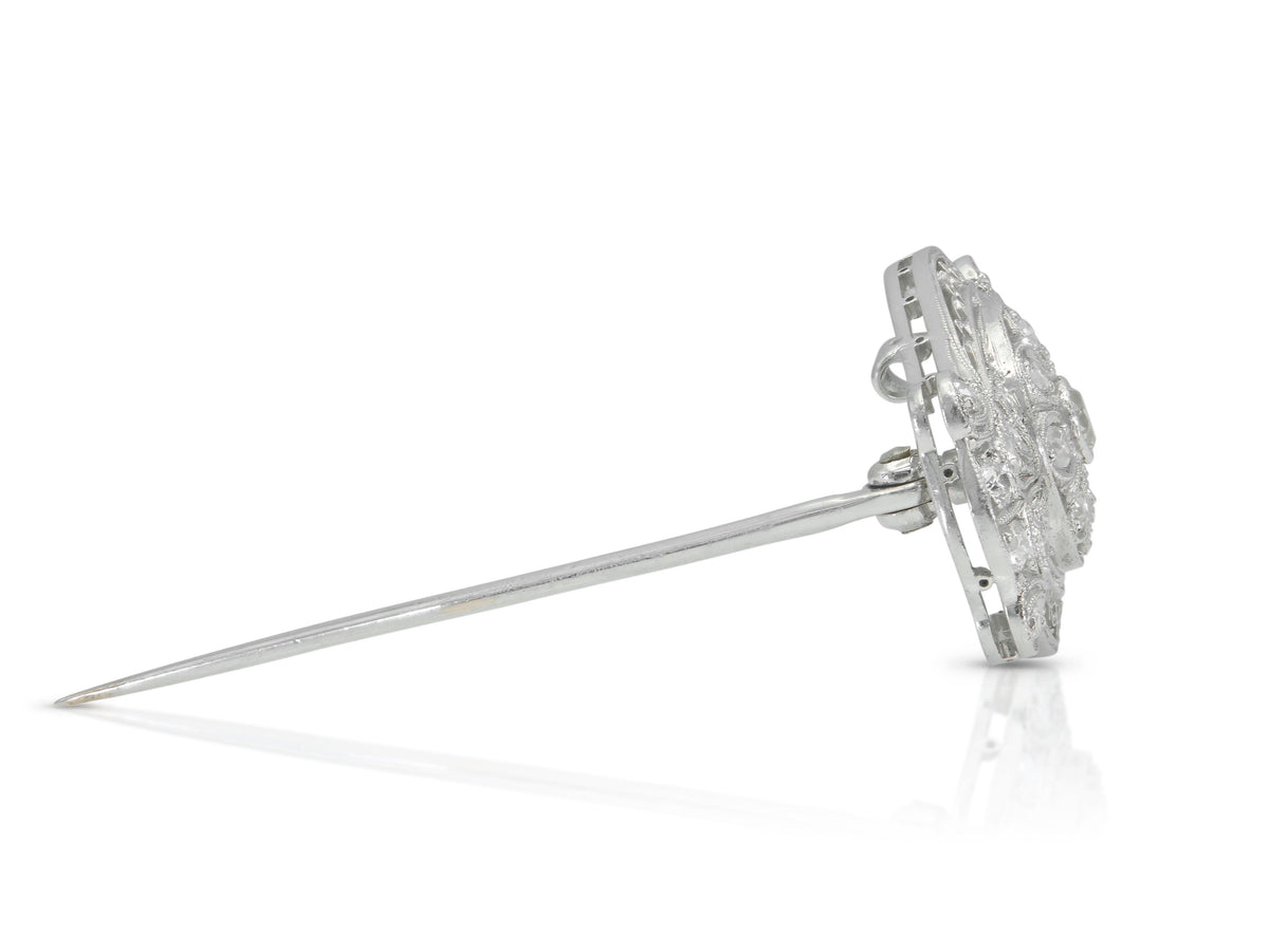 Antique Edwardian 1900s 1.10 Carat Diamond Brooch