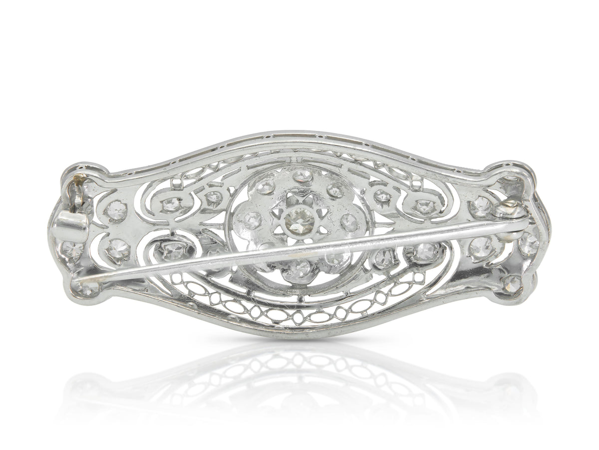 Antique Edwardian 1900s 1.10 Carat Diamond Brooch