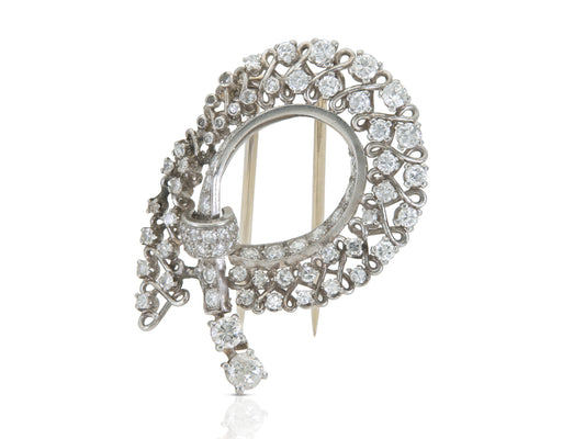 Vintage 1950s 3.00 Carat Diamond Brooch